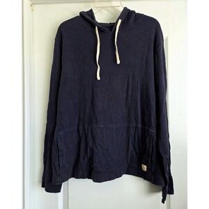 Lucky Brand Mens Navy Blue Cotton Lightweight Jersey Hoodie Pullover Size L